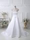 Custom Design White Lace Up Strapless Ruching Dress for Prom Satin Sleeveless Court Train