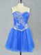 Hot Sale Blue Sweetheart Lace Up Beading Prom Gown Sleeveless