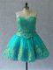 High Class Turquoise Sleeveless Tulle Lace Up Dress for Prom for Prom and Party
