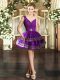 Fine Purple Dress for Prom Prom and Party with Embroidery V-neck Sleeveless Backless