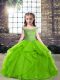 Stylish Off The Shoulder Sleeveless Little Girl Pageant Gowns Floor Length Beading and Ruffles Tulle