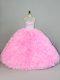 Baby Pink Sleeveless Beading and Ruffles Floor Length Quince Ball Gowns  Baby Pink Sleeveless Beading and Ruffles Floor Length Quince Ball Gowns