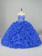 Hot Selling Sweetheart Sleeveless Organza and Elastic Woven Satin Vestidos de Quinceanera Beading and Pick Ups Brush Train Lace Up