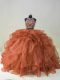 Gorgeous Beading and Ruffles Quinceanera Dresses Brown Backless Sleeveless Brush Train
