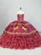 Burgundy Satin and Organza Lace Up Quinceanera Dresses Sleeveless Brush Train Embroidery and Ruffled Layers