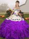 White And Purple Organza Lace Up Off The Shoulder Sleeveless Floor Length Vestidos de Quinceanera Embroidery and Ruffles