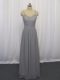 Attractive Beading and Lace Prom Gown Grey Zipper Sleeveless Floor Length