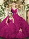 Spectacular Floor Length Ball Gowns Sleeveless Fuchsia Sweet 16 Dresses Backless