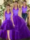 Best Ruffles Quinceanera Dress Purple Lace Up Sleeveless Floor Length