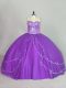 Sweetheart Sleeveless Brush Train Lace Up Sweet 16 Quinceanera Dress Purple Tulle