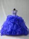Organza Scoop Sleeveless Lace Up Beading Sweet 16 Quinceanera Dress in Royal Blue