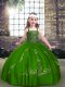 Exquisite Green Straps Lace Up Beading Pageant Dress Long Sleeves