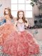 Excellent Ball Gowns Kids Pageant Dress Red Scoop Organza Sleeveless Floor Length Zipper