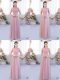 Floor Length Zipper Quinceanera Court Dresses Pink for Wedding Party with Lace
