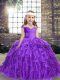 Nice Floor Length Ball Gowns Sleeveless Purple Little Girls Pageant Dress Lace Up