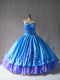 Custom Fit Blue Sweetheart Neckline Embroidery Sweet 16 Quinceanera Dress Sleeveless Lace Up