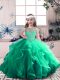 Green Lace Up Evening Gowns Beading and Ruffles Sleeveless Floor Length Green Lace Up Evening Gowns Beading and Ruffles Sleeveless Floor Length