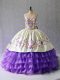 Sweetheart Sleeveless Organza Vestidos de Quinceanera Embroidery and Ruffled Layers Lace Up