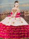 Sleeveless Lace Up Floor Length Beading and Ruffled Layers Quince Ball Gowns