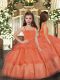 Ruffled Layers Pageant Dress for Womens Orange Red Lace Up Sleeveless Floor Length