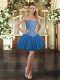 Mini Length Blue Prom Dress Sweetheart Sleeveless Lace Up