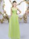 Floor Length Empire Sleeveless Yellow Green Court Dresses for Sweet 16 Lace Up
