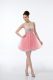 High Class Baby Pink Sleeveless Mini Length Lace and Appliques Zipper Homecoming Dress