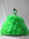 Ball Gowns Sleeveless Green Quinceanera Gown Lace Up
