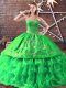 Exquisite Organza Sweetheart Sleeveless Lace Up Embroidery Sweet 16 Dresses in Green