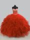Perfect Floor Length Lace Up Sweet 16 Dresses Rust Red for Sweet 16 and Quinceanera with Beading and Ruffles