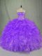 Sleeveless Beading and Ruffles Lace Up 15th Birthday Dress