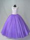Lovely Lavender Tulle Lace Up Scoop Sleeveless Floor Length Quinceanera Gowns Lace