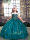 Sleeveless Lace Up Floor Length Beading Child Pageant Dress