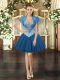 Unique Royal Blue Lace Up Casual Dresses Beading Sleeveless Mini Length