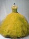 Charming Sleeveless Tulle Court Train Lace Up 15 Quinceanera Dress in Olive Green with Beading and Ruffles