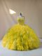Sumptuous Multi-color Ball Gowns Beading and Ruffles Quince Ball Gowns Lace Up Organza Sleeveless Floor Length