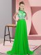 Sweet Backless Prom Party Dress Green for Prom and Party with Beading Brush Train