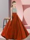 Luxury Rust Red Sleeveless Floor Length Beading Backless Prom Dress