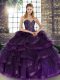 Top Selling Sweetheart Sleeveless Lace Up Sweet 16 Dresses Purple Tulle