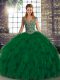 Glorious Straps Sleeveless Lace Up Quince Ball Gowns Green Organza