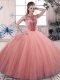 Sleeveless Lace Up Floor Length Beading Quinceanera Gowns