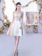 Satin Scoop Sleeveless Lace Up Lace and Belt Vestidos de Damas in Champagne