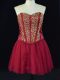 Charming Mini Length Wine Red Prom Dress Sweetheart Sleeveless Lace Up