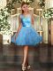 Discount Scoop Sleeveless Tulle Prom Dresses Lace and Ruffles Backless