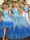 Fashion Multi-color Ball Gowns Scoop Sleeveless Tulle Floor Length Lace Up Lace and Ruffles 15 Quinceanera Dress
