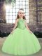 Yellow Green Lace Up Scoop Beading Little Girls Pageant Dress Wholesale Tulle Sleeveless