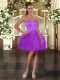 Mini Length Lace Up Prom Dresses Purple for Prom and Party with Ruffles