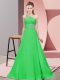Wonderful Green Empire Beading Prom Party Dress Lace Up Chiffon Sleeveless