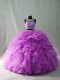 Lilac Two Pieces Beading and Ruffles Quince Ball Gowns Zipper Organza and Sequined Sleeveless
