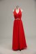 Sleeveless Chiffon Floor Length Zipper Evening Dress in Red with Beading and Ruching